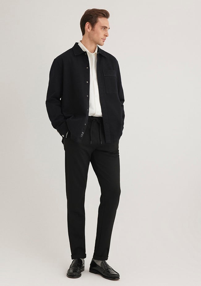  Mavi Siyah Örme Pantolon 0010460-900