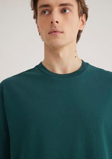 Mavi Etiket Detaylı Yeşil Basic Tişört Loose Fit / Bol Rahat Kesim 0611824-87831