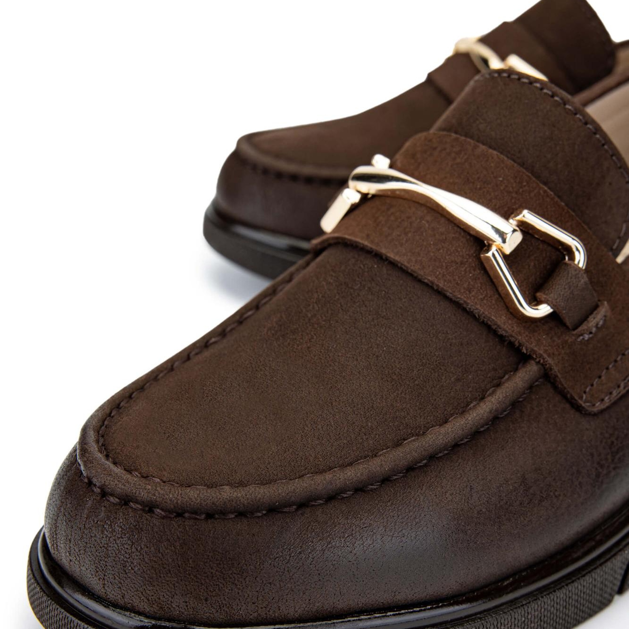 Tamer Tanca Kadın Hakiki Deri Kahverengi Nubuk Loafer Ayakkabı