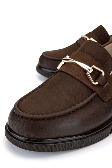  Tamer Tanca Kadın Hakiki Deri Kahverengi Nubuk Loafer Ayakkabı