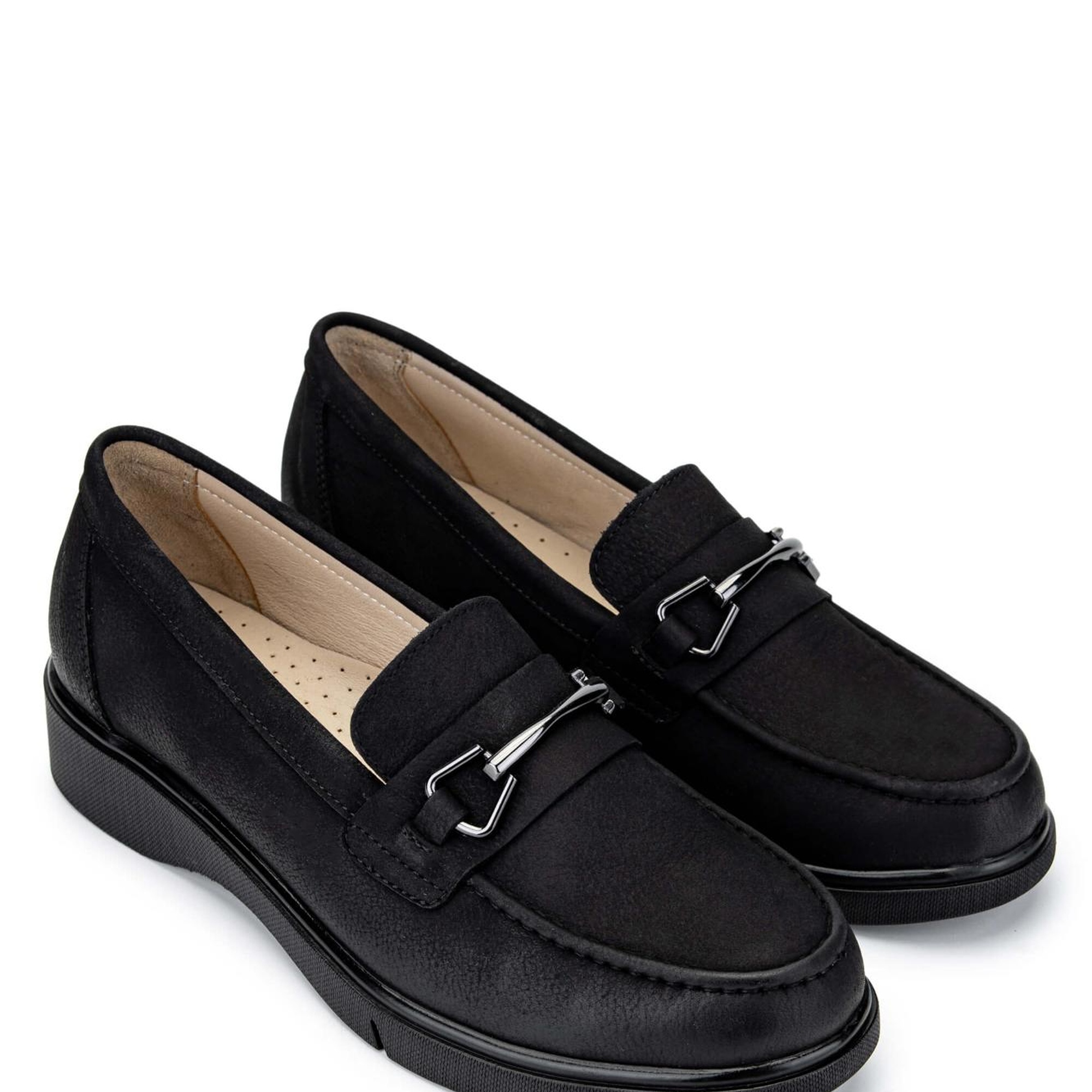 Tamer Tanca Kadın Hakiki Deri Siyah Nubuk Loafer Ayakkabı