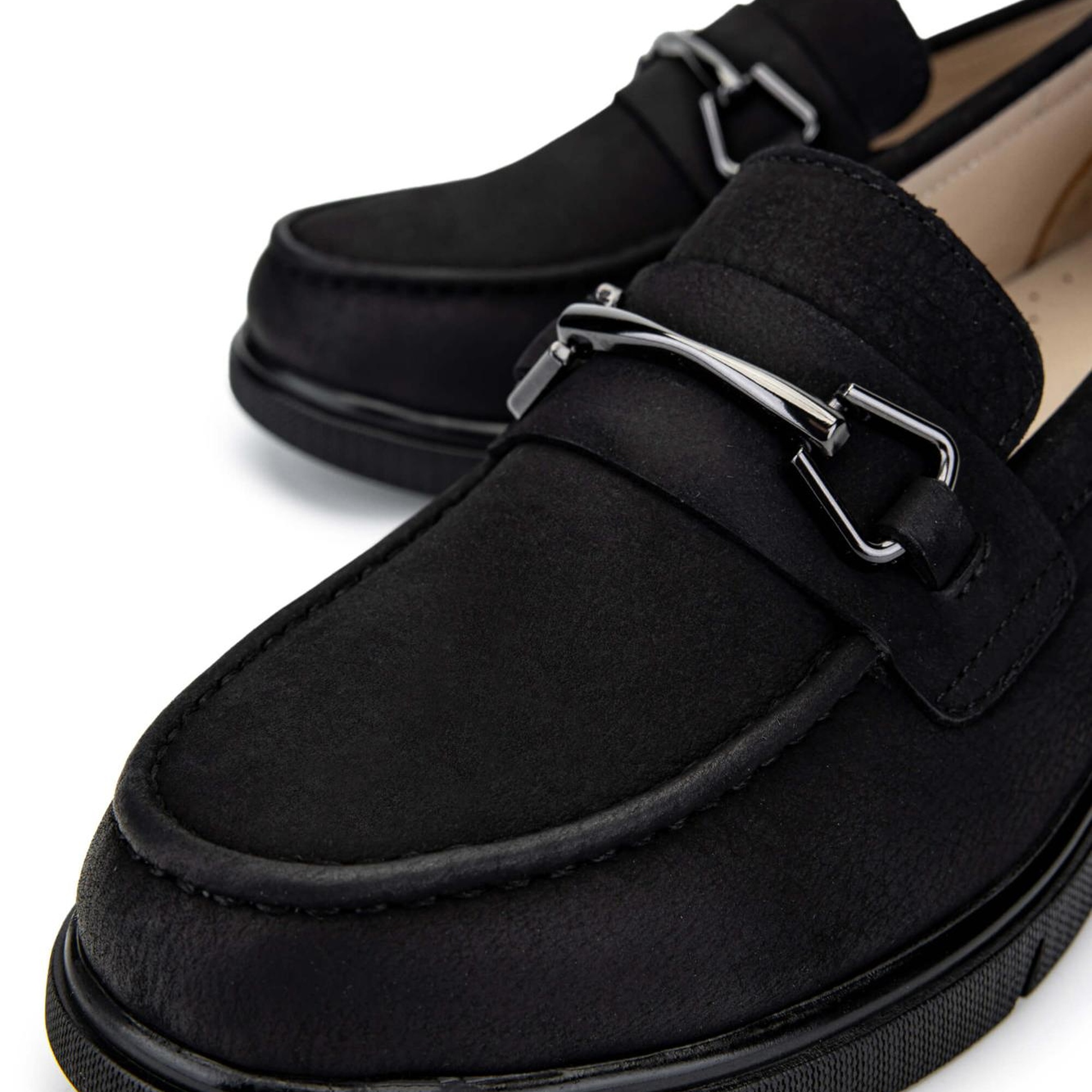 Tamer Tanca Kadın Hakiki Deri Siyah Nubuk Loafer Ayakkabı