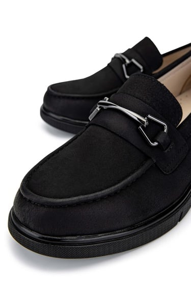  Tamer Tanca Kadın Hakiki Deri Siyah Nubuk Loafer Ayakkabı