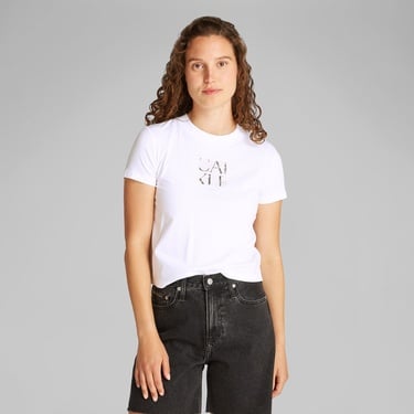  Calvin Klein Front Photo Graphic Baby Kadın Beyaz T-Shirt