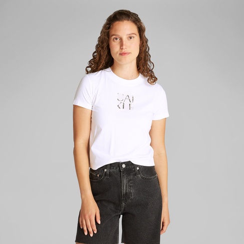  Calvin Klein Front Photo Graphic Baby Kadın Beyaz T-Shirt