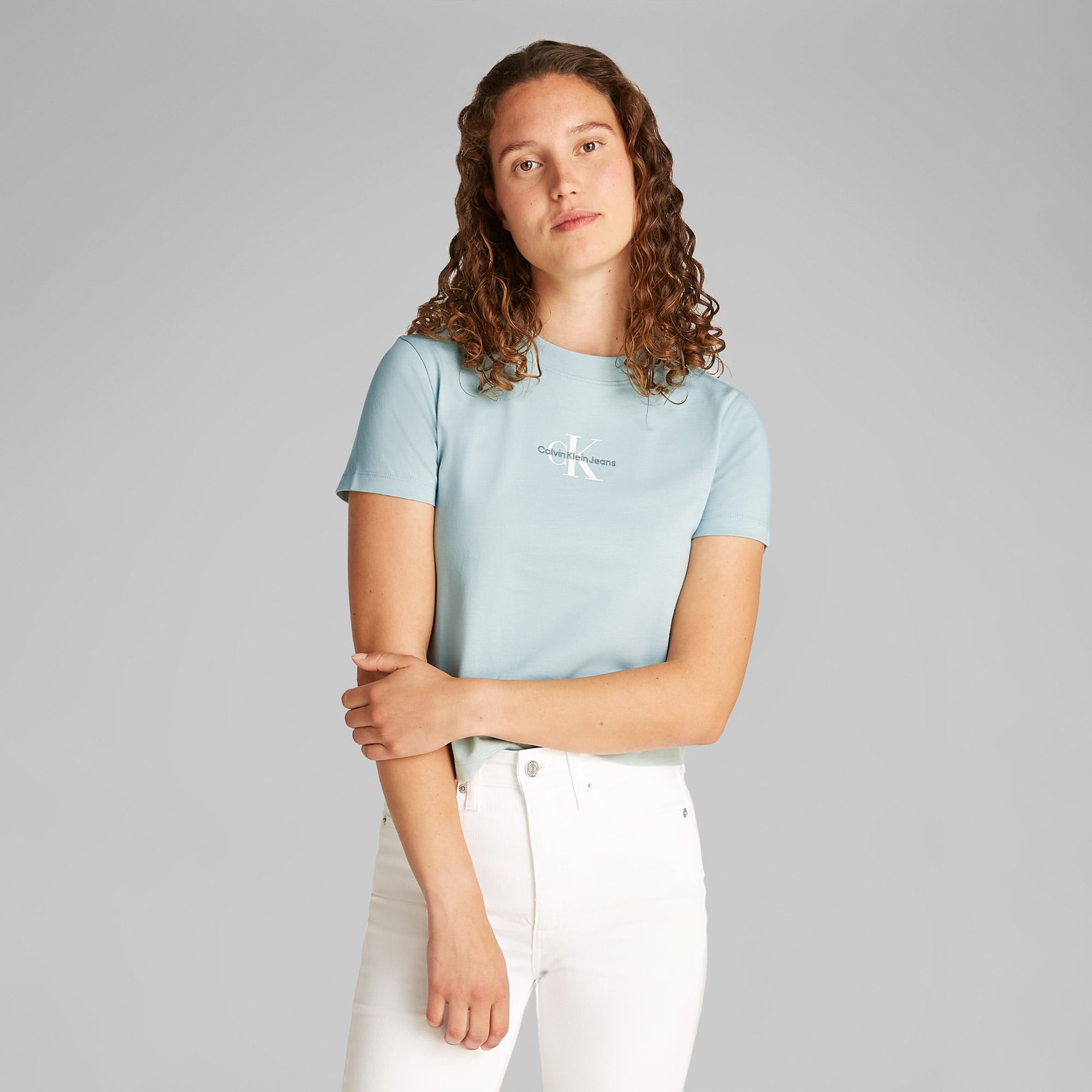  Calvin Klein Monologo Baby Kadın Mavi T-Shirt