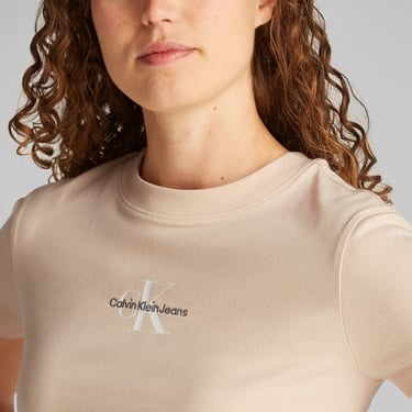  Calvin Klein Monologo Baby Kadın Bej T-Shirt