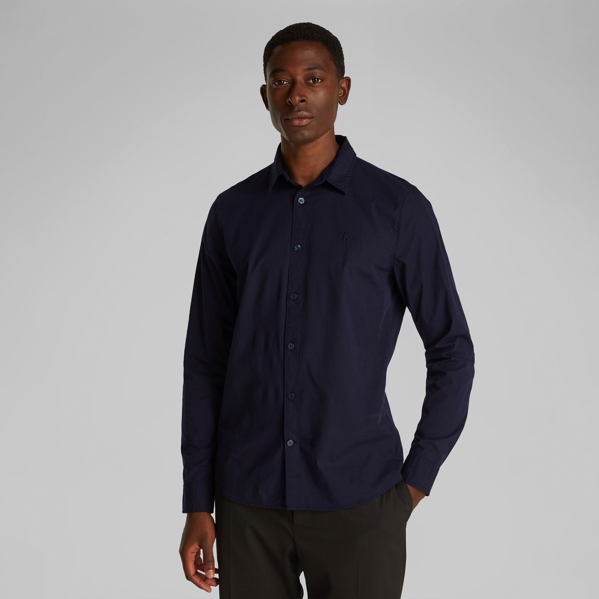 Calvin Klein Slim Stretch Erkek Lacivert Gömlek