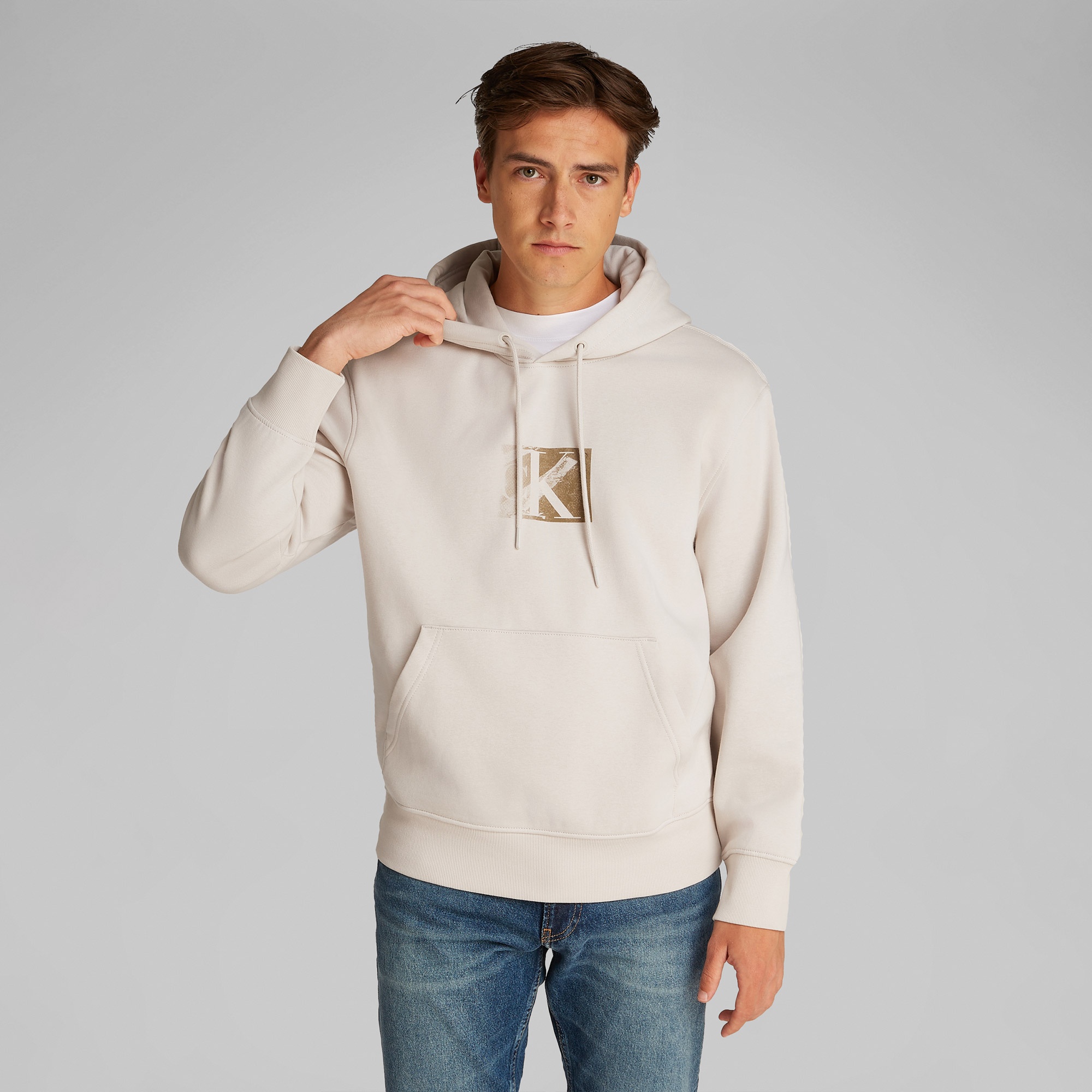 Calvin Klein Small Box Erkek Bej Sweatshirt