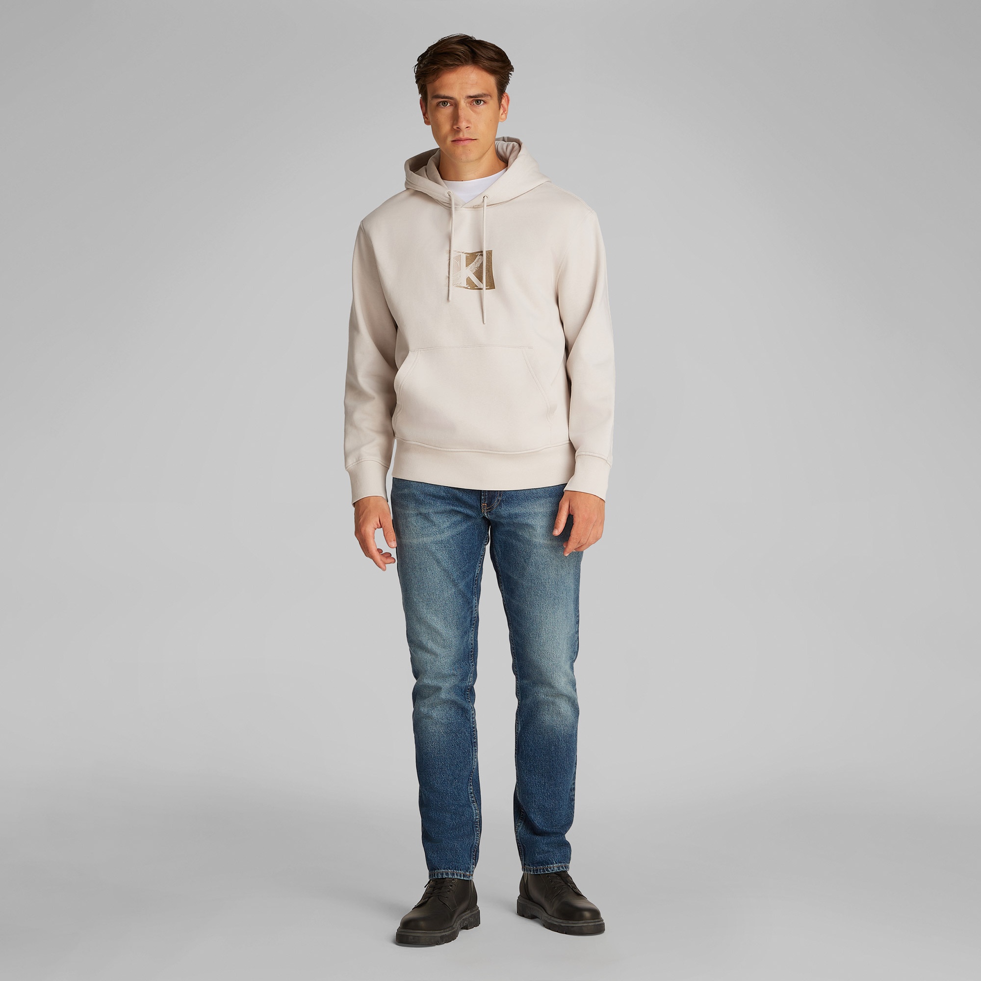 Calvin Klein Small Box Erkek Bej Sweatshirt