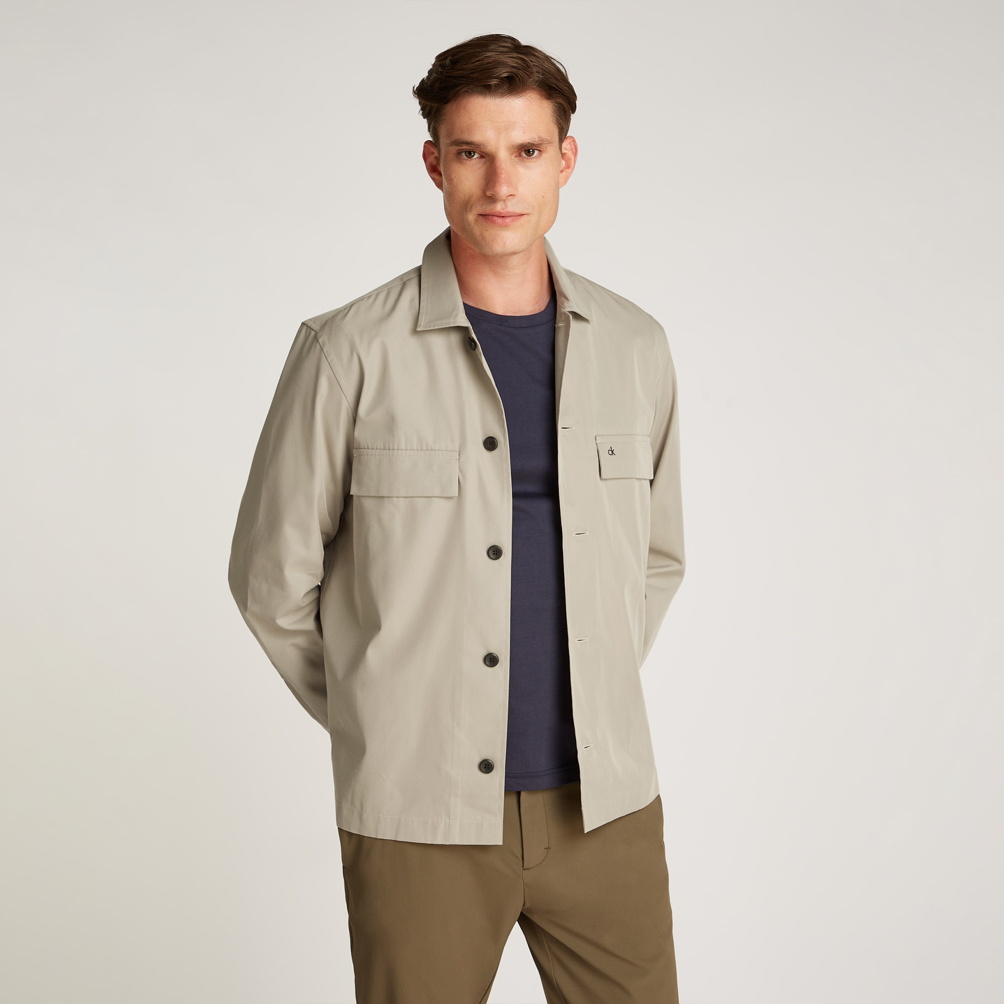 Calvin Klein Cotton Blend Over Erkek Bej Gömlek