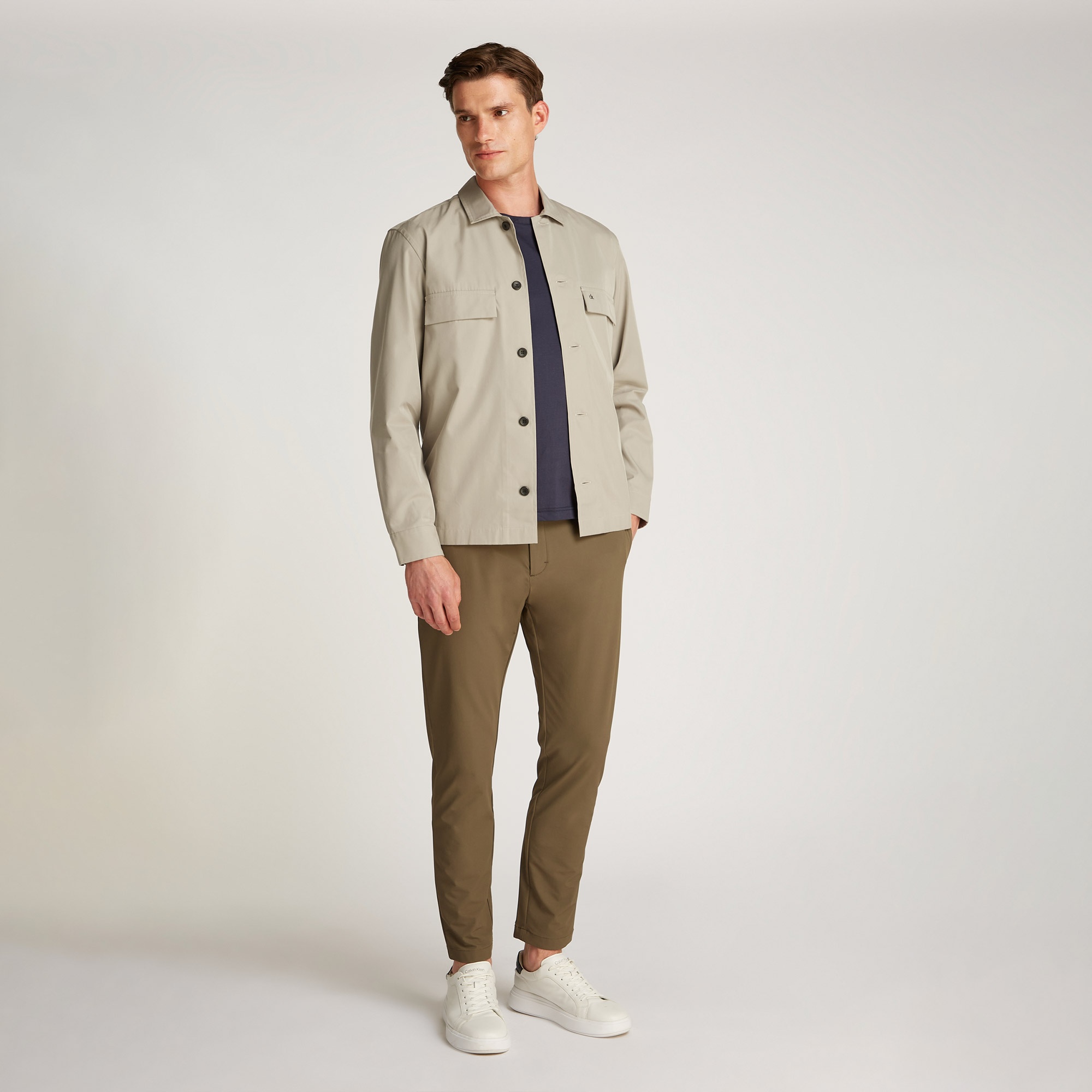 Calvin Klein Cotton Blend Over Erkek Bej Gömlek