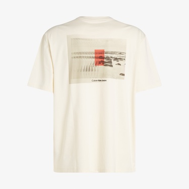  Calvin Klein Lenticular Shoreline Erkek Beyaz T-Shirt