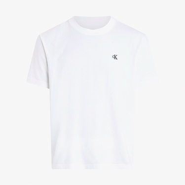  Calvin Klein Serif Font Graphic Erkek Beyaz T-Shirt