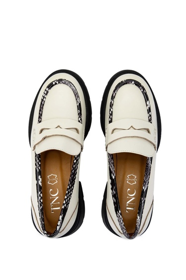  Tamer Tanca Kadın Hakiki Deri Bej Loafer Ayakkabı