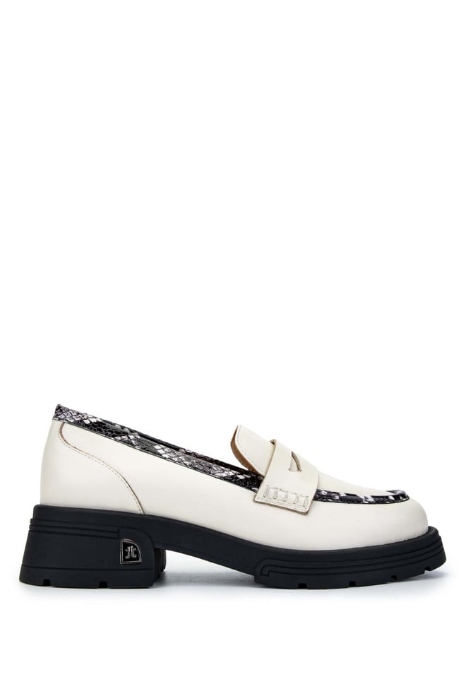  Tamer Tanca Kadın Hakiki Deri Bej Loafer Ayakkabı