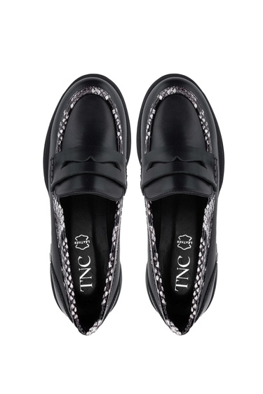  Tamer Tanca Kadın Hakiki Deri Siyah Loafer Ayakkabı