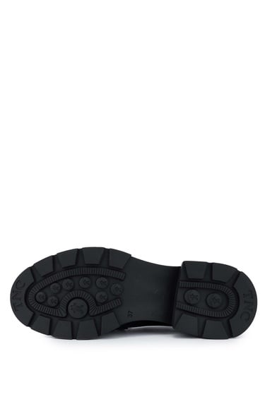  Tamer Tanca Kadın Hakiki Deri Siyah Rugan Loafer Ayakkabı