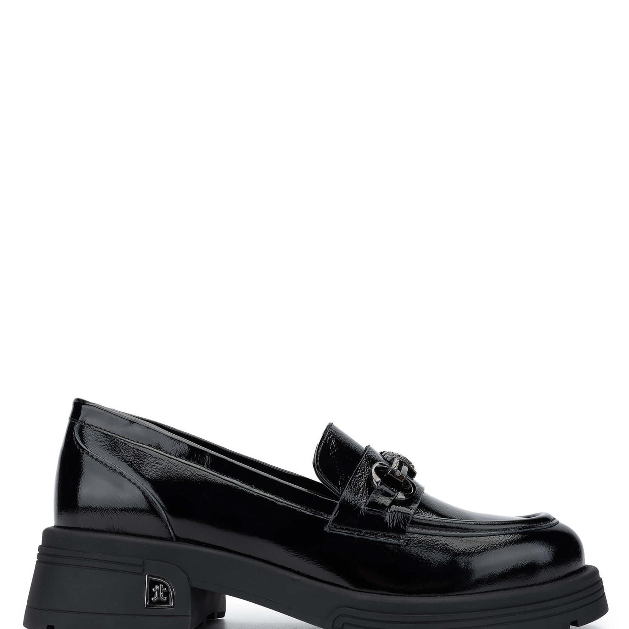 Tamer Tanca Kadın Hakiki Deri Siyah Rugan Loafer Ayakkabı