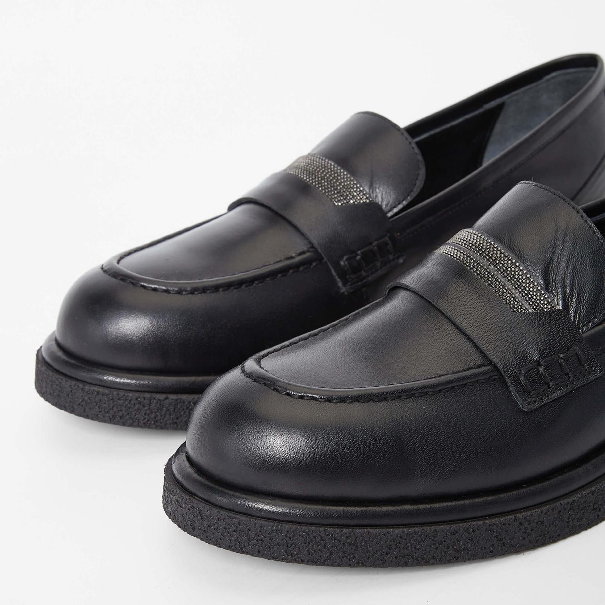 Tamer Tanca Kadın Hakiki Deri Siyah Deri Loafer Ayakkabı