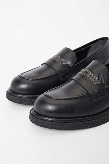  Tamer Tanca Kadın Hakiki Deri Siyah Deri Loafer Ayakkabı