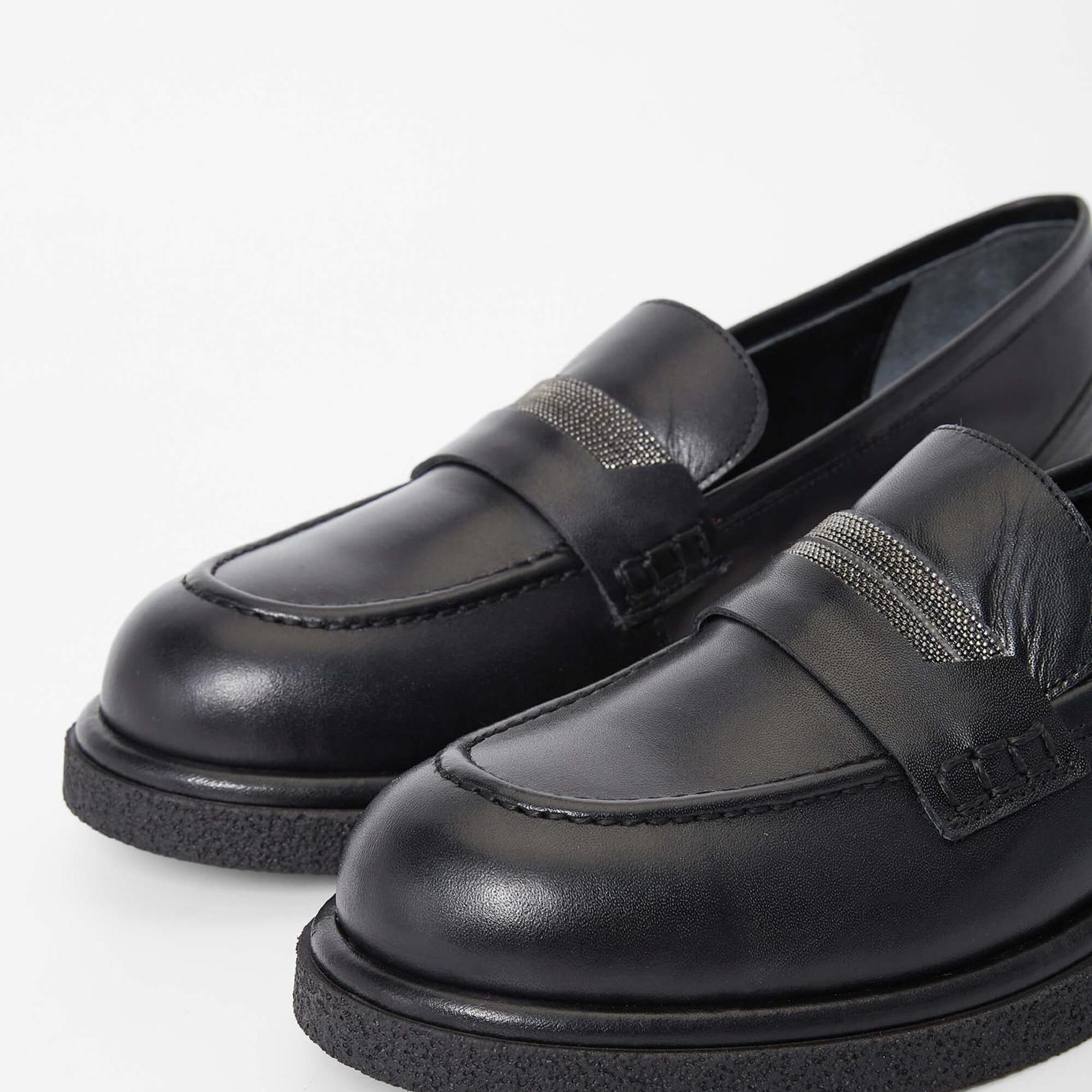 Tamer Tanca Kadın Hakiki Deri Siyah Deri Loafer Ayakkabı