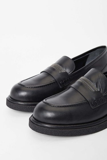  Tamer Tanca Kadın Hakiki Deri Siyah Deri Loafer Ayakkabı