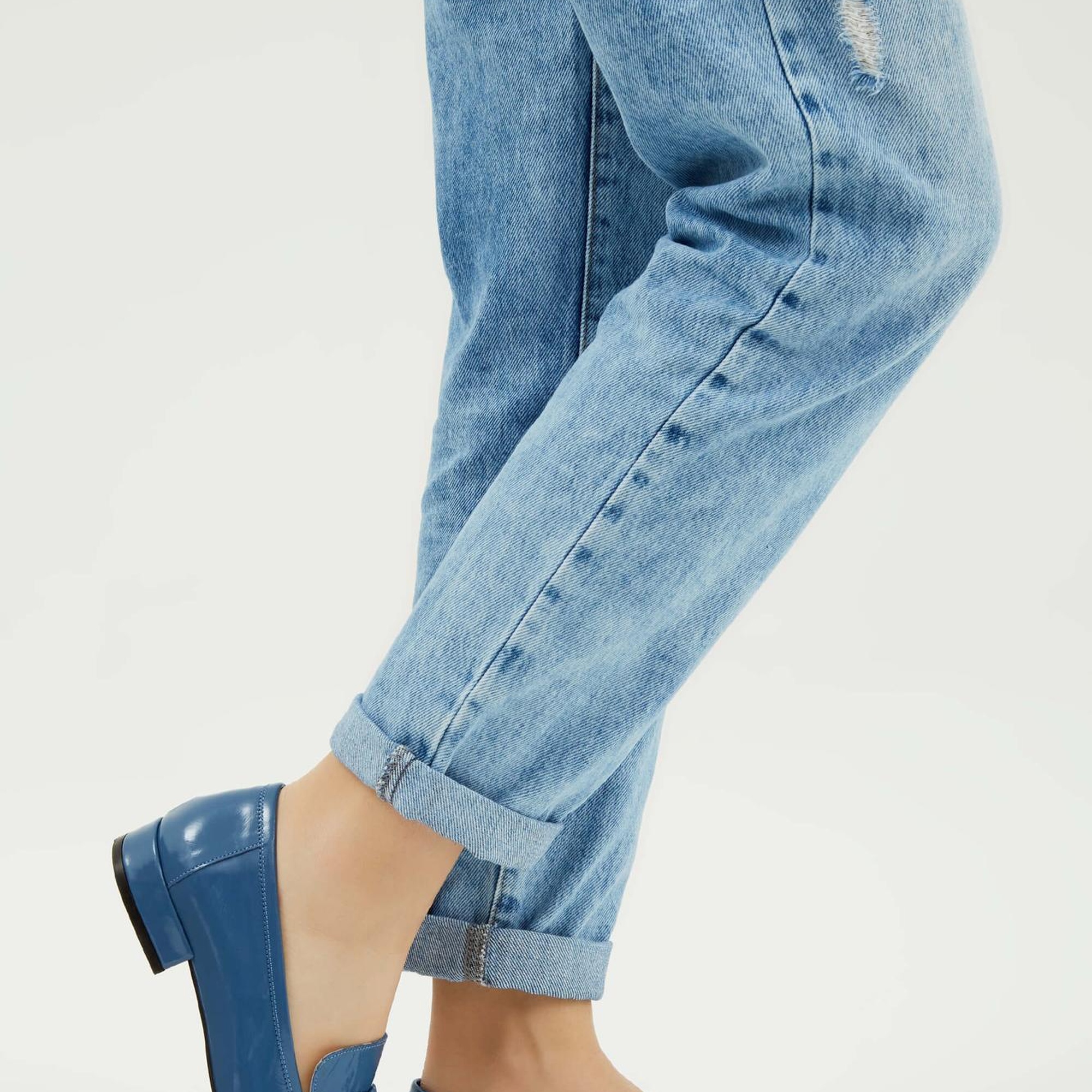 Tamer Tanca Kadın Hakiki Deri Mavi Makosen Ayakkabı