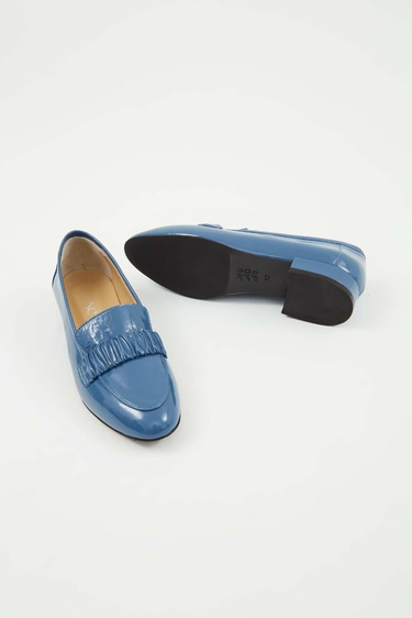  Tamer Tanca Kadın Hakiki Deri Mavi Makosen Ayakkabı