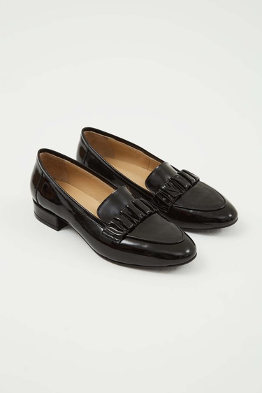  Tamer Tanca Kadın Hakiki Deri Siyah Rugan Makosen Ayakkabı