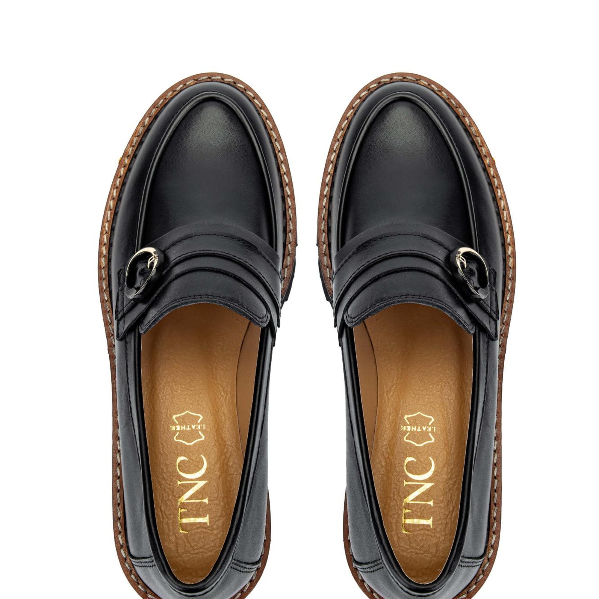 Tamer Tanca Kadın Hakiki Deri Siyah Deri Loafer Ayakkabı