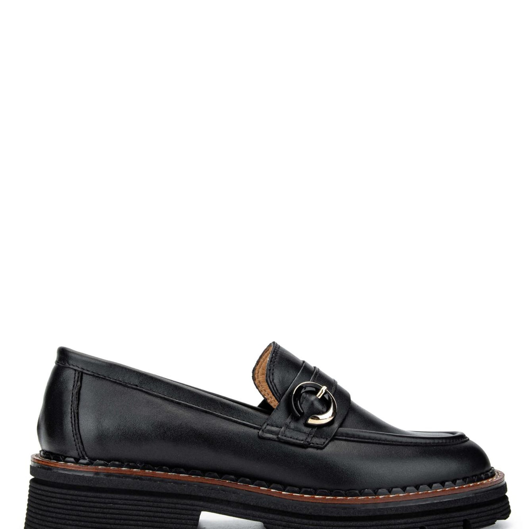 Tamer Tanca Kadın Hakiki Deri Siyah Deri Loafer Ayakkabı