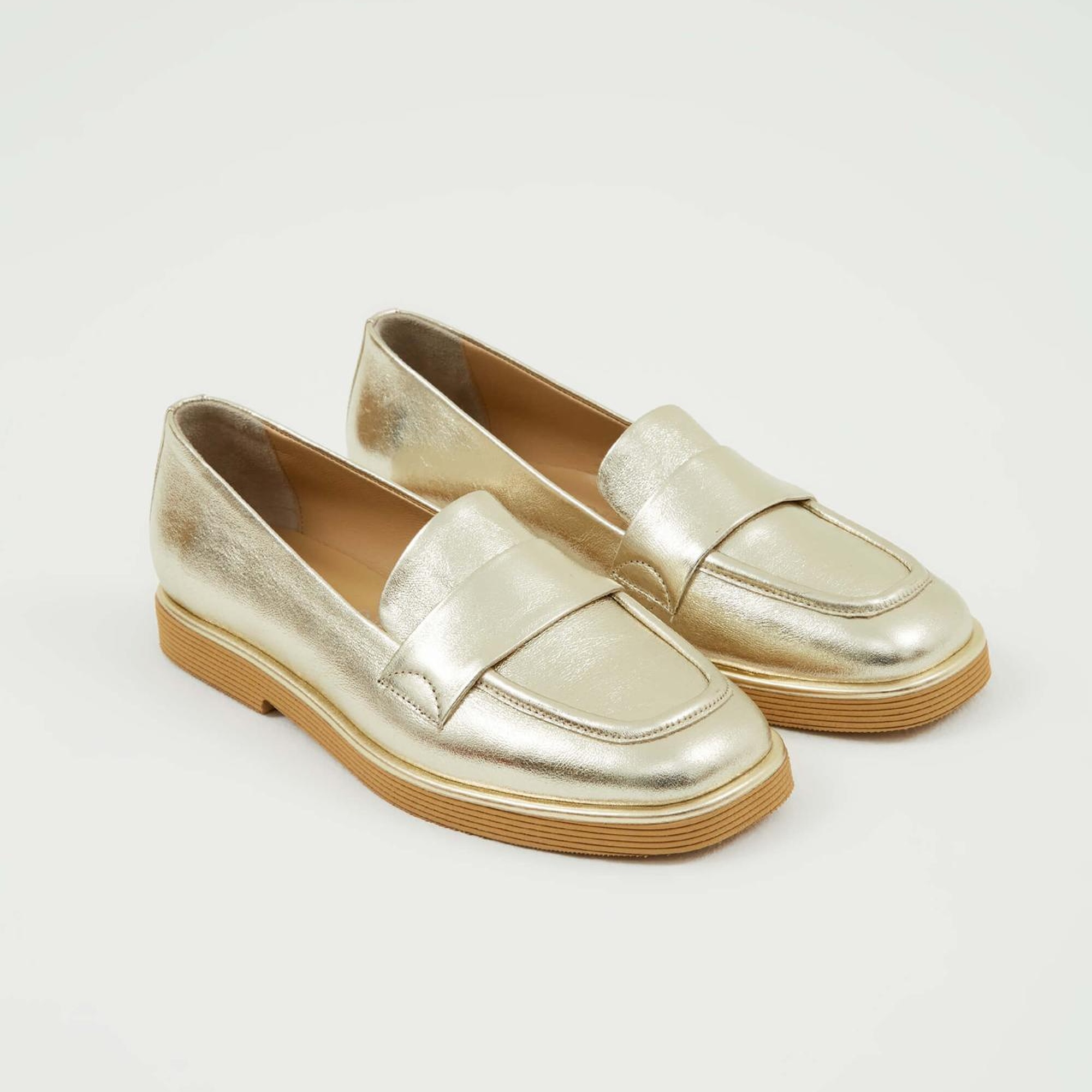 Tamer Tanca Kadın Hakiki Deri Altın Makosen Ayakkabı