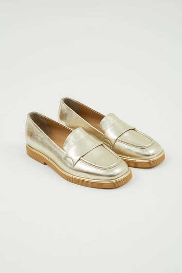  Tamer Tanca Kadın Hakiki Deri Altın Makosen Ayakkabı