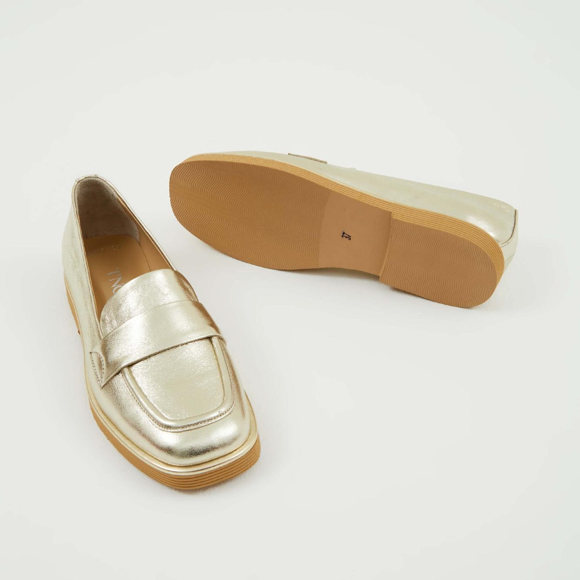 Tamer Tanca Kadın Hakiki Deri Altın Makosen Ayakkabı