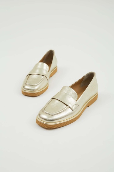  Tamer Tanca Kadın Hakiki Deri Altın Makosen Ayakkabı