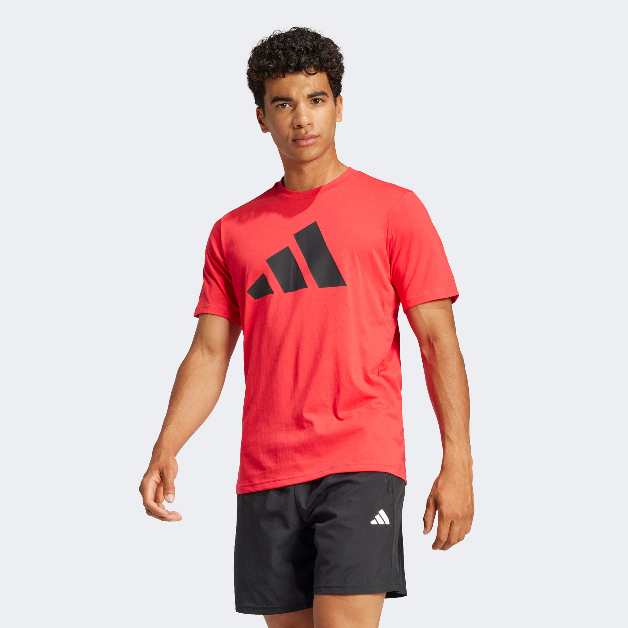 adidas Essentials Feelready Logo Erkek Kırmızı Antrenman T-Shirt