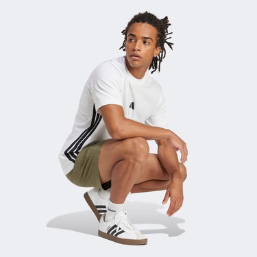  adidas Essentials 3 Stripes Single Erkek Beyaz T-Shirt