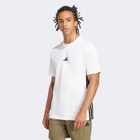  adidas Essentials 3 Stripes Single Erkek Beyaz T-Shirt