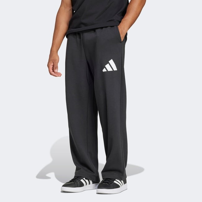  adidas Essentials Wide Leg 3 Bar Logo Erkek Siyah Eşofman Altı