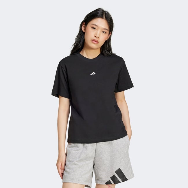  adidas Essentials Small Logo Cotton Kadın Siyah T-Shirt