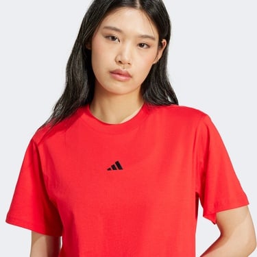  adidas Essentials Small Logo Cotton Kadın Kırmızı T-Shirt