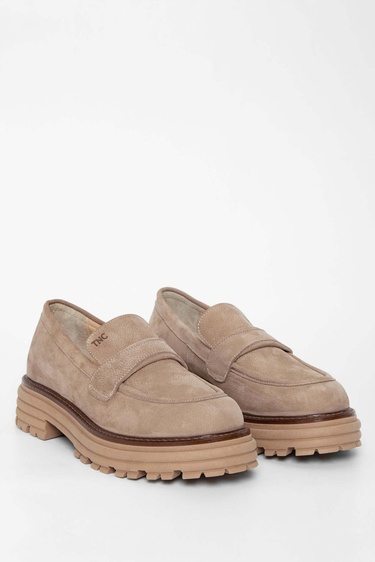  Tamer Tanca Kadın Hakiki Deri Vizon Nubuk Loafer Ayakkabı