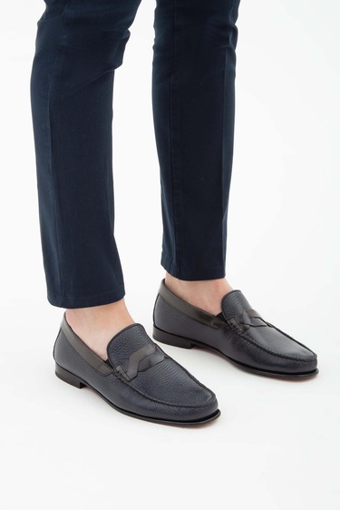  Tamer Tanca Erkek Hakiki Deri Lacivert Rok Ayakkabı