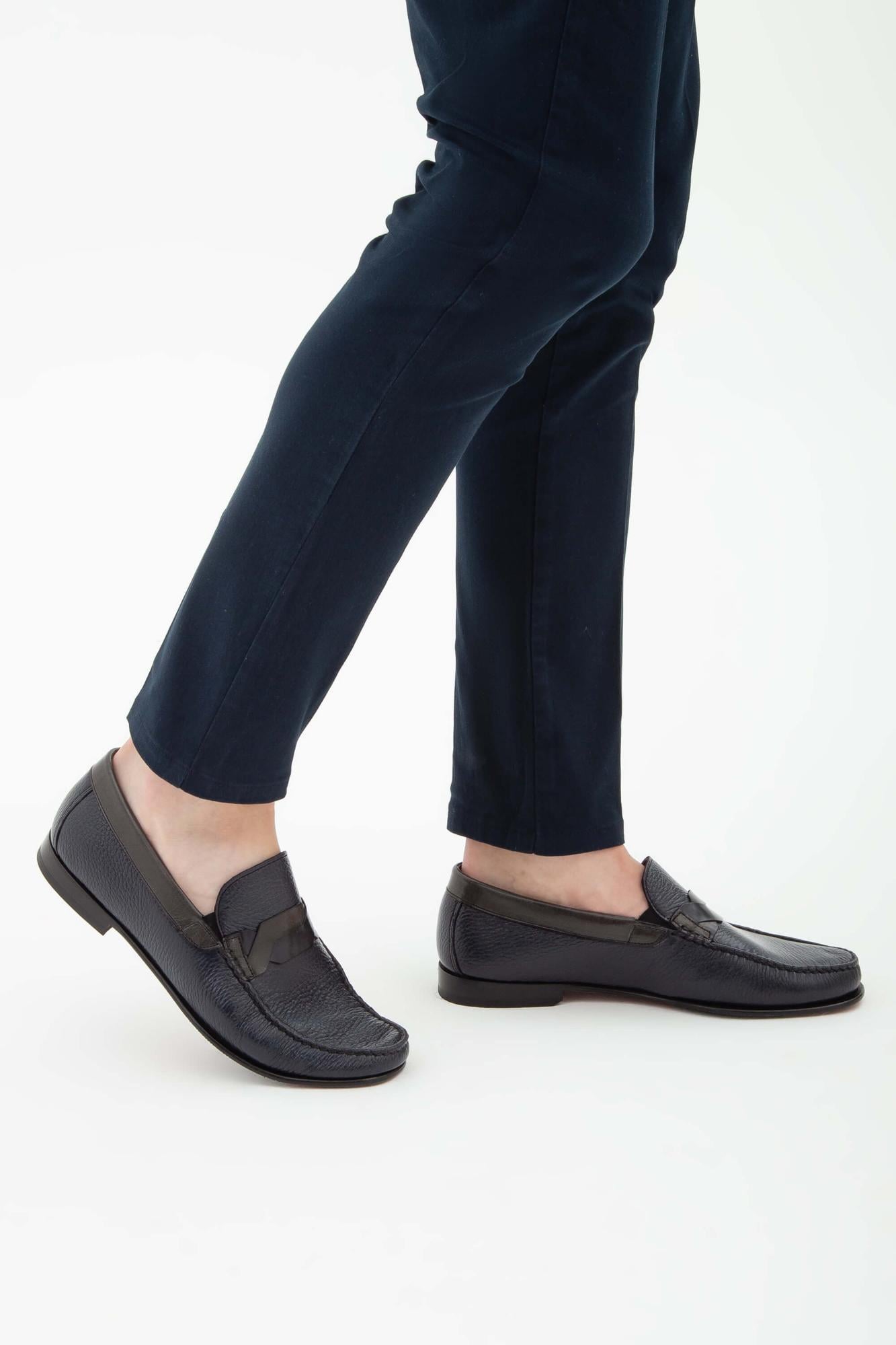  Tamer Tanca Erkek Hakiki Deri Lacivert Rok Ayakkabı