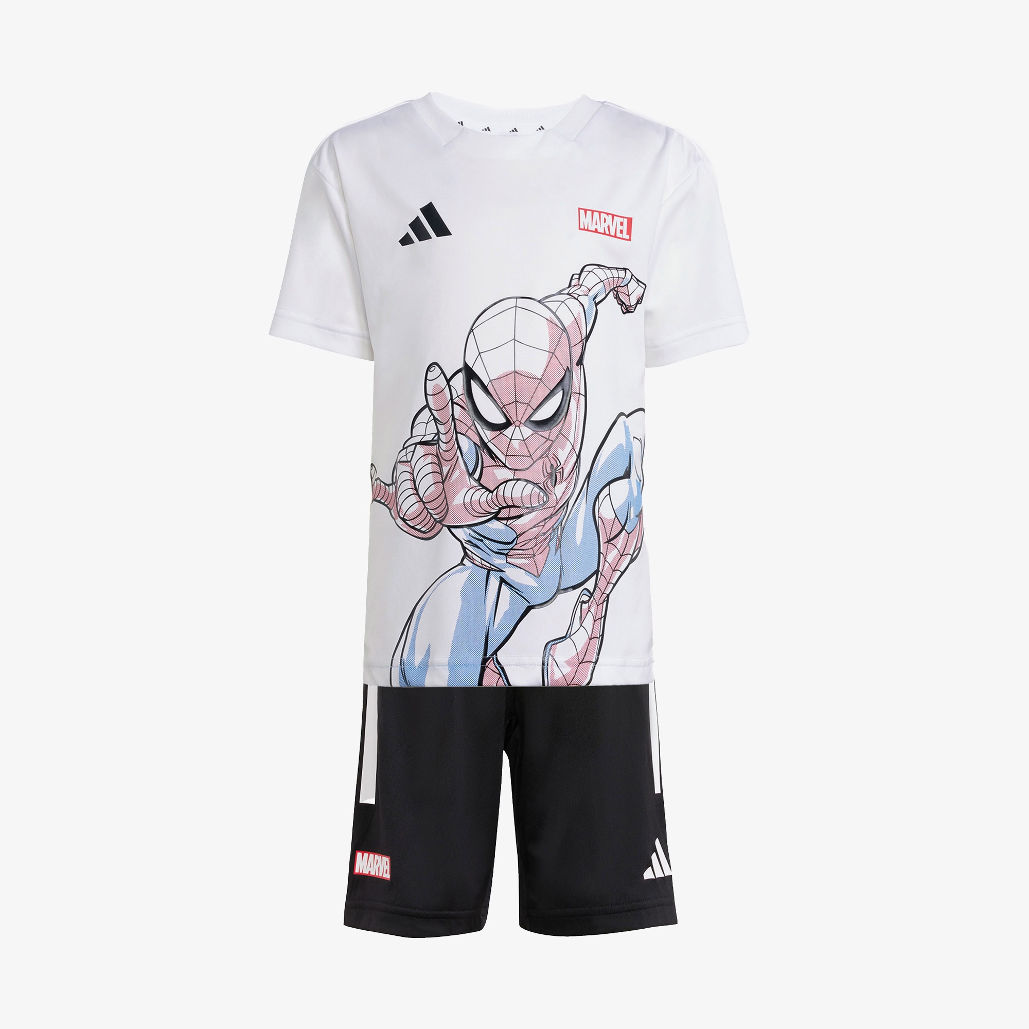 adidas X Marvel Spiderman Çocuk Beyaz/Siyah Şort Takımı