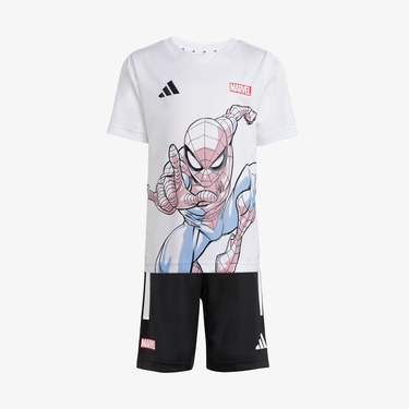  adidas X Marvel Spiderman Çocuk Beyaz/Siyah Şort Takımı