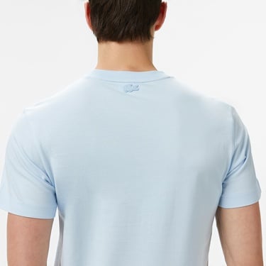 Lacoste Erkek Bisiklet Yaka Baskılı Açık Mavi T-Shirt