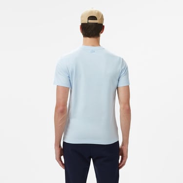 Lacoste Erkek Bisiklet Yaka Baskılı Açık Mavi T-Shirt