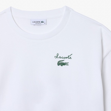  Lacoste Kadın Bisiklet Yaka Beyaz T-Shirt